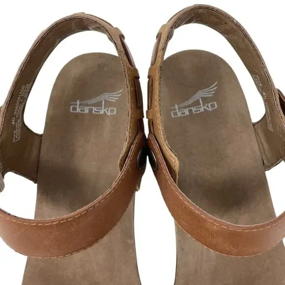 Dansko Debby Sandals Leather Woven Raffia Brown Size 40 Boho Chic Mediterranean - Picture 13 of 15